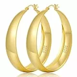 Senteria Creolen Gold Groß Hypoallergen 14K Vergoldete Ohrringe Gold Creolen Leichte Dick Ohrringe Damen 50mm