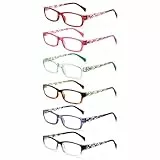 COJWIS 6 pack Lesebrille Blaulichtfilter Brille für Damen Federscharnier Lesehilfe Blendfreie UV Brille Leserbrille (Mehrfarbig-3, 2.50, x)