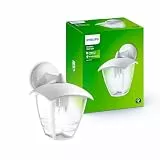 PHILIPS Creek Outdoor-Lampe, Wandlampe, Außenbeleuchtung, IP44-Wetterfest, Langlebig, Aluminium, Klassisches Design, Weiß, E27-Leuchtmittel Separat Erhältlich