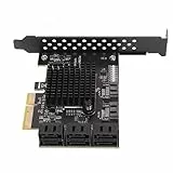ASHATA Controller-PCI-Express-Erweiterungskarte, SATA-Karte mit 8 Anschlüssen, Unterstützt Hot-Swap-fähiges Boot-System, Festplatten-PCIE-zu-SATA-3.0-Erweiterungskarte mit Kurzer
