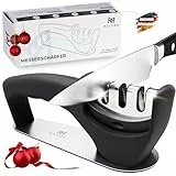 Messerschärfer | Messerschleifer 3-Stufen für Küchenmesser, Stahl- und Keramikklingen | rutschfeste Silikonunterlage | Schärfkopf herausnehmbar | für Haushalt und Profis | ergonomischer Griff |