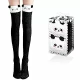 Damen Lange Socken, Überknie Kniestrümpfe, KuschelSocken, Overknee Strümpfe, Flauschige Kuschel Süße warm weiche, für Damen und Mädchen, Einheitsgröße 1 Paar(Schwarz)