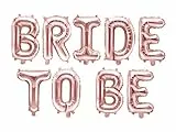 PartyDeco Helium Luftballon Hochzeitsdeko Deko - Hochzeit Folienballon - Bride to BE - Rose Gold - 340x35 cm