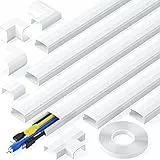 kinkaivy Kabelkanal, 2.4M (6 Stück - 30x17 mm) Kabelkanal Selbstklebend Weiß, PVC Kabelkanäle TV, Kabelabdeckung um Kabels für Computer zu Hause oder im Büro zu Verstecken