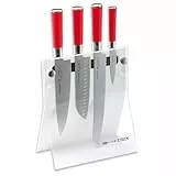 F. DICK Red Spirit Messerblock 4Knives (4-teilig, Officemesser Santoku Küchenmesser Brotmesser, Messer-Set, X55CrMo14 Stahl, 56° HRC) 8177200-05, Weiß, 81772000-05