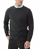 Kallspin Herren 100% Baumwolle Rundhalsausschnitt Pullover Leichtes Langarm Pullover Relaxed Fit Casual Sweater (Grau, M)