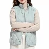 Wyongtao Kurze Weste Damen Herbst Winter Steppweste Gefüttert Warme Winterjacke Freizeit Ärmellos Jacke Thermo Stehkragen Kapuzenweste Reißverschlüsse Weste Winter M-4XL