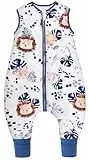 Chilsuessy Baby Schlafsack mit Beinen 2.5 Tog Winter Schlafsack Unisex Ganzjahres Schlafsack mit Füßen Babyschlafsack Schlafsack Kinder, Dschungel Löwe, 80cm/Baby Höhe 85-95cm