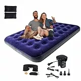 Icelus Doppel Aufblasbares Luftbett 204x 153 x 23 cm mit Luftpumpe,Campingmatratze Luftmatratze Aufblasbare Matratze Bett,Reisebett,Schlafunterlage für Zuhause und Reisen