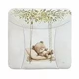 Ceba Baby® weiche Wickelauflage 75x72 cm - Baby Wickelunterlage- Wickeltischauflage für Junge und Mädchen - Wasserdicht, abwaschbar - OEKO-TEX® Standard 100 - Made in EU - Teddybär auf der Schaukel