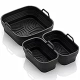 FRITTI® Silikonform Heißluftfritteuse 3 Silikonformen für Airfryer Kammern Air Fryer Zubehör Silikon Backform rechteckig BPA frei. Auflaufform für Ninja Philips Cosori Tefal Silikoneinsätze