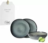 like. by Villeroy & Boch - Lave Gris Geschirr Set Aus Steingut, 4Tlg., Pottery Look, Tafelservice Für 2 Personen, Grau