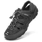 SAGUARO Trekkingsandalen für Herren Damen mit Geschlossene Zehe Sommer Outdoor Sport Sandalen Rutschfest Atmungsaktiv Wandersandalen Schwarz 44 EU