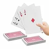 Relaxdays Jumbo Spielkarten, 2 Kartendecks à 54 Karten, wasserfester Kunststoff, 18 x 13 cm, Riesenspielkarten, bunt