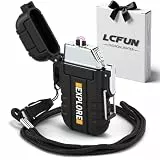 LcFun Lichtbogen Feuerzeug Elektrisch, Wasserdicht Winddicht Elektrisches Feuerzeug, Notfall Survival Ausrüstung, USB C Wiederaufladbar Plasma Feuerzeuge Geschenke für Männer (Schwarz)