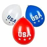 Boland 44962 - Latex Ballons USA, 6 Stück, Größe ca. 25 cm, 3 Motive sortiert, Amerika, Luftballon, Hängedeko, Dekoration für Geburtstag, Gartenparty, Mottoparty