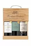 La Grande Vinothèque Selection Bordeaux - Wein Set Rotwein mit Goldmedaille in Holzkiste - Ideal als Geschenk - Herkunft : Frankreich (3 x 0.75 l)
