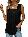 Aokosor Tank Tops Damen Sommer Ärmellose T Shirts Lockere Elegant Oberteile Square Basic Top Schwarz S