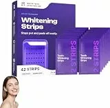 42 Teile Dr Dent Teeth Whitening Strips Lila, Zahnaufhellungsstreifen für sichtbar weißere Zähne, Einfache Anwendung zu Hause, Für Kaffee-, Tee- und Raucherflecken