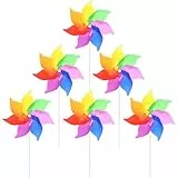 QZKJQDD Vogelabwehr Windrad 6 Stück, Regenbogen Windrad Balkon, Windrad Kinder, Taubenabwehr windrad, Vogelabwehr Windrad Garten für Protect Garten, Balkon, Obstgarten, Hof