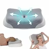 KEVIAN Nackenkissen Kopfkissen Nackenstützkissen,Ergonomisch Bogenförmig Kühlend Geruchlos, Hochdichtes Gedächtnisschaumkissen für Seiten-/Rücken-/Bauchschläfer, mit Waschbarer Hülle,60x37x13/12 cm