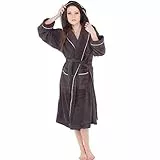 aqua-textil S-XXL Bademantel Kapuze Uni lang aufgesetzte Taschen Damen Herren Unisex warm Frottee Baumwolle OEKO-TEX Amrum