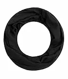 Majea Loop Alice schmaler Damen-Schal Loop Frühlingsschal Schlauchschal Rundschal Tuch uni unisex unifarben einfarbig Halstuch, Schwarz, 160x52