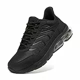 ZIGSAM Sicherheitsschuhe Herren Arbeitsschuhe Bequem Stahlkappe Arbeitsturnschuhe rutschfest Dämpfung Leicht Anti-Smashing Atmungsaktiv（42.5，Schwarz）