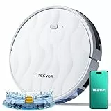 Tesvor Saugroboter mit Wischfunktion - M2 Staubsauger Roboter,6000Pa Starke Saugkraft Roboterstaubsauger,Selbstaufladend,WLAN, 5100 mAh +180 Min.Laufzeit Ideal für Tierhaare,Teppich,Hartboden.
