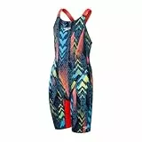 Speedo Fastskin Junior Endurance+ Max Kniehaut-Badeanzug für Mädchen, offener Rücken, Blau/Rot, Blau/Rot, 9-10 Jahre