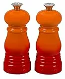 Le Creuset Kleines Mühlenset, Salz- und Pfeffermühle, ABS-Kunststoff, Je 5 x 5 x 12,1 cm, Keramik-Mahlwerk, Ofenrot, 96002500090000