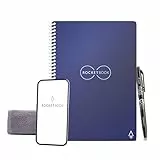 Rocketbook Core Wiederverwendbares Digitales Notizbuch - Executive A5 Blau - Elektronischer Notizblock mit Punktraster - Wiederbeschreibbar mit inkl. Pilot Frixion Stift und Mikrofasertuch