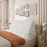 BNCKTRD Plüsch Warm Rückenkissen Lesekissen für Bett und Couch, Rückenlehne Kopfende, Dreieckiges Sofakissen Bücherkissen, Wandkissen für Bett Herbst Winter maschinenwaschbarem Weiß 60cm