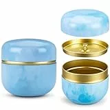 Goodwei Japanische Matcha Teedose Chazutsu aus Metall, 250 ml - für 100g Matcha (Blau)