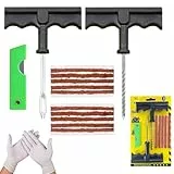 NOOGUI - Reifenreparaturset - Reifendichtmittel Auto - Reparieren in 15 Minuten - Enthält 10 Vulkanisierende Streifen, 2 T-Griffe, 2 Handschuhe,1 Taschenmesser - Reifen Reparaturset Komplette