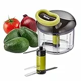 Tefal K13204 Ingenio 5-Sekunden-Zerkleinerer ohne Strom, Fassungsvermögen: 900ml, Multizerkleinerer, Universalzerkleinerer für Gemüse, Obst, Nüsse, Knoblauch, Babynahrung, Schwarz/Grün/Transparent