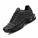 Unisex Air Schuhe leichte Laufschuhe Herren Damen Turnschuhe mit Luftpolster Atmungsaktiv rutschfeste Tennisschuhe Walkingschuhe Sneaker Sportschuhe Running Shoes TN18 Schwarz EU 36