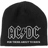 AC/DC Mütze Beanie Cap for Those About to Rock Logo offiziell Nue Schwarz One One Size