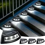 Qoosea Solarlampen für Außen Garten, 4 Stück IP65 Wasserdichte Solar Treppenbeleuchtung, 6500K Weiß LED Stufenleuchte Gartenlampen für Außentreppe Stufen Zaun Hof Balkon Terrasse Dachrinne Weg