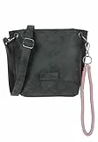 Fritzi aus Preussen Fritzi03N Vintage Black Idol Crossbody Kunstleder Damen Umhängetasche Handtasche Festival City vegan abnehmbarer Anhänger Vintage-Waschung 22,5 x 20,5 x 8,5 cm, Schwarz