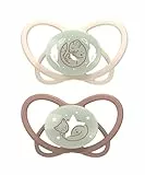 nip - Butterfly Night | 5-18 Monate | 2er Pack | Stillfreundlicher, zahnfreundlicher Babyschnuller mit Leuchtknopf inkl. Schnullerbox. Nachhaltiger Schnuller mit weichem Silikonsauger, Beige/Taupe