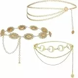 3 Stück Bauchkette Gold, Goldener Gürtel, 110 cm, Kettengürtel für Damen, Gürtel Gold Damen, Western Stil, Alltag und besondere Anlässe
