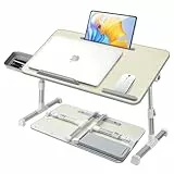 AirOpen Laptoptisch fürs Bett, Höhenverstellbar, Winkelverstellbar, Betttisch Klappbar mit Schublade, Tablet-Ständer, Laptop Tisch für Bett, Sofa, Couch, Boden (53 x 30 cm, Beige)