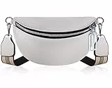 Aucenix Bauchtasche Damen Crossbody Bags - Gürteltasche Handtasche mit Breiter Gurt für Mädchen, Mode Hüfttasche mit verstellbarem Riemen, Stylisch Crossbag mit Premium PU Leder (Weiß)