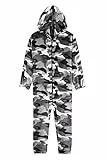 CityComfort Onesie Kinder Fleece Overall Jumpsuit Schlafanzug Jungen Mädchen Extra Weich Einteiler Ganzkörperanzug Schlafoverall Pyjama Strampelanzug 7-14 Jahre (Grau Arctic, 9-10 Jahre)
