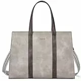 Telena Damen Schultertasche Klein Handtasche Damen Umhängetasche Henkeltasche für Frauen Tote Bag mit verstellbarem Riemen,Grau mit Kaffee
