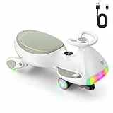 FanttikRide N7 Ultra Elektrisches Kinderauto mit Pedal, Kinder Auto, MagicMute Motor, 2 Geschwindigkeiten, 9 Farbmodi, Digitalanzeige, Bluetooth, für Kinder ab 3 Jahren, 68KG, Morandi Grün