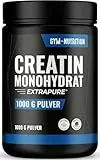 Creatin Monohydrat Pulver 1kg / 1000g - Ultra Reines Kreatin Monohydrat mit Inulin - Hochdosiert - Extrapure Creatine Monohydrat - Creatin Pulver Monohydrate - Vegan Jahresvorrat
