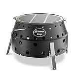 Petromax Atago Black Edition – 4-in-1 Mobiler Grill, Feuerschale, Ofen & Herd | In 2 Sek. einsatzbereit | Inkl. emailliertem Gussgrillrost | Klappbar & Ultramobil | Mattschwarz