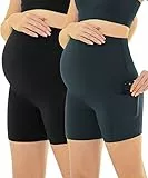 Maacie Schwangerschafts-Trainingsshorts Umstandsshorts Schnelltrocknende Ultraweiche Leichte Yoga-Shorts